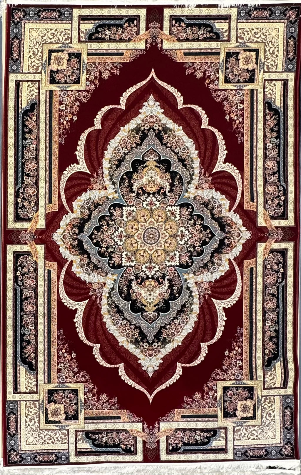 Tapis Parsa Rouge à Médaillon – 1200 Reeds, 3600 Nœuds - Plusieurs Tailles