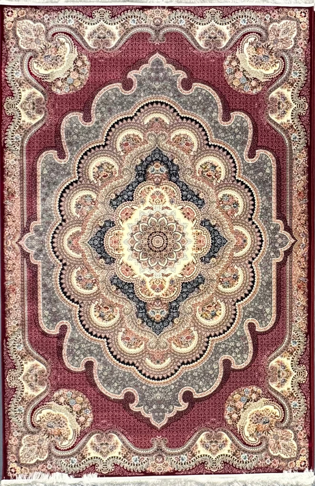 Tapis Parsa Rouge à Médaillon – 1200 Reeds, 3600 Nœuds - Plusieurs Tailles