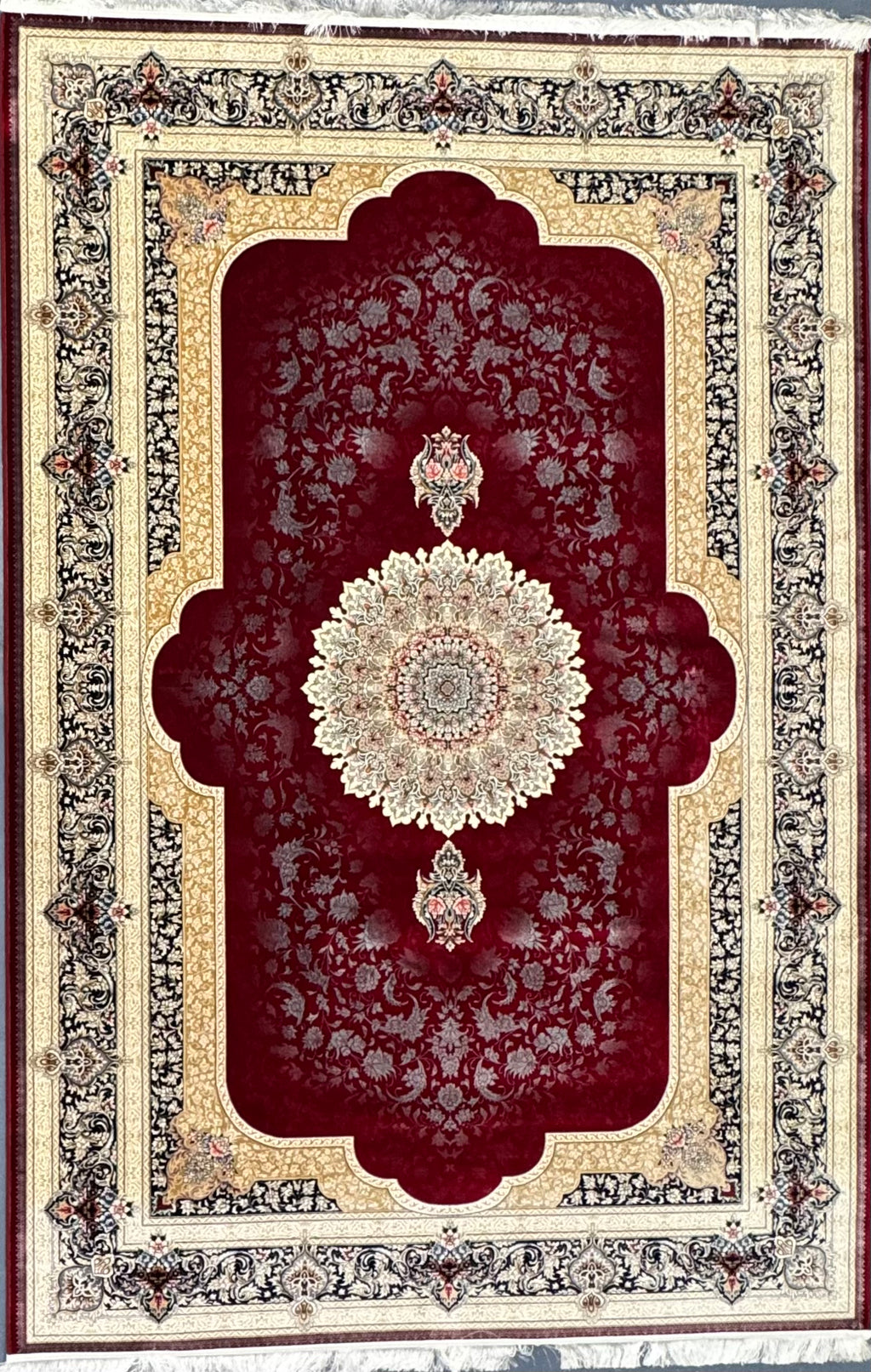 Tapis Parsa Rouge à Médaillon – 1200 Reeds, 3600 Nœuds - Plusieurs Tailles