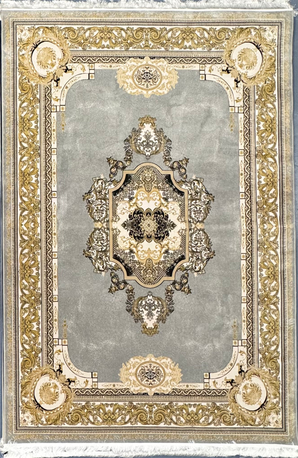 Tapis Parsa Jaune et argent – 1200 Reeds, 3600 Nœuds - Plusieurs Tailles
