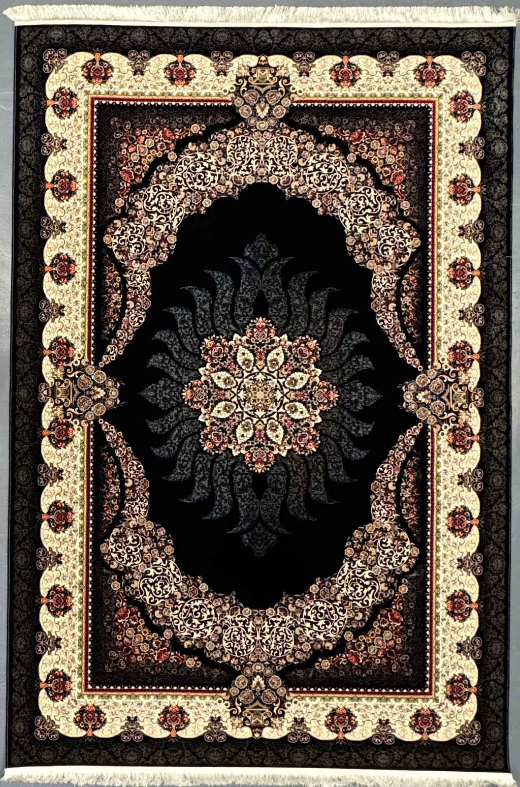 Tapis Parsa Noir – 1200 Reeds, 3600 Nœuds - Plusieurs Tailles