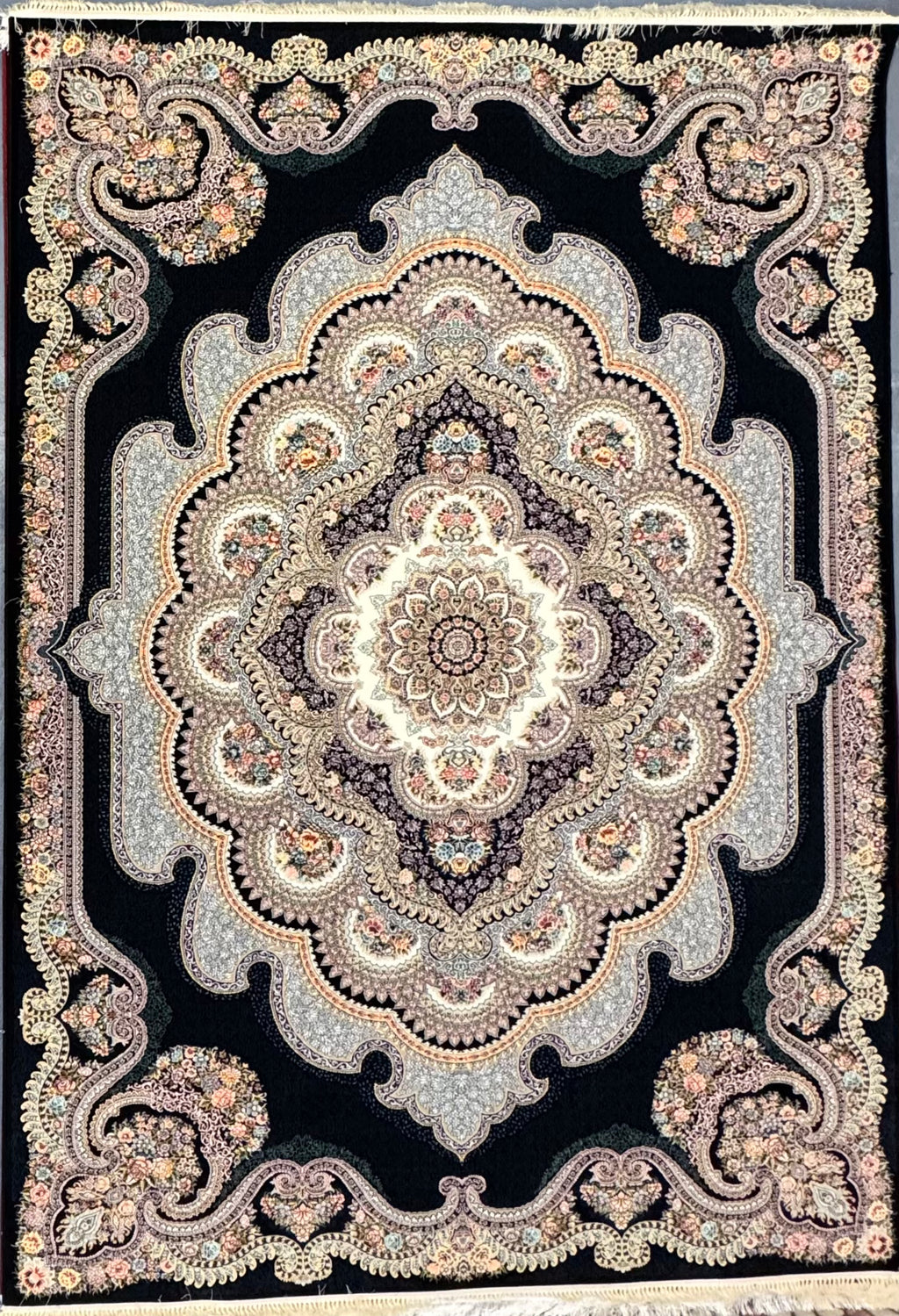 Tapis Parsa Noir – 700 Reeds, 2550 Nœuds - Plusieurs Tailles
