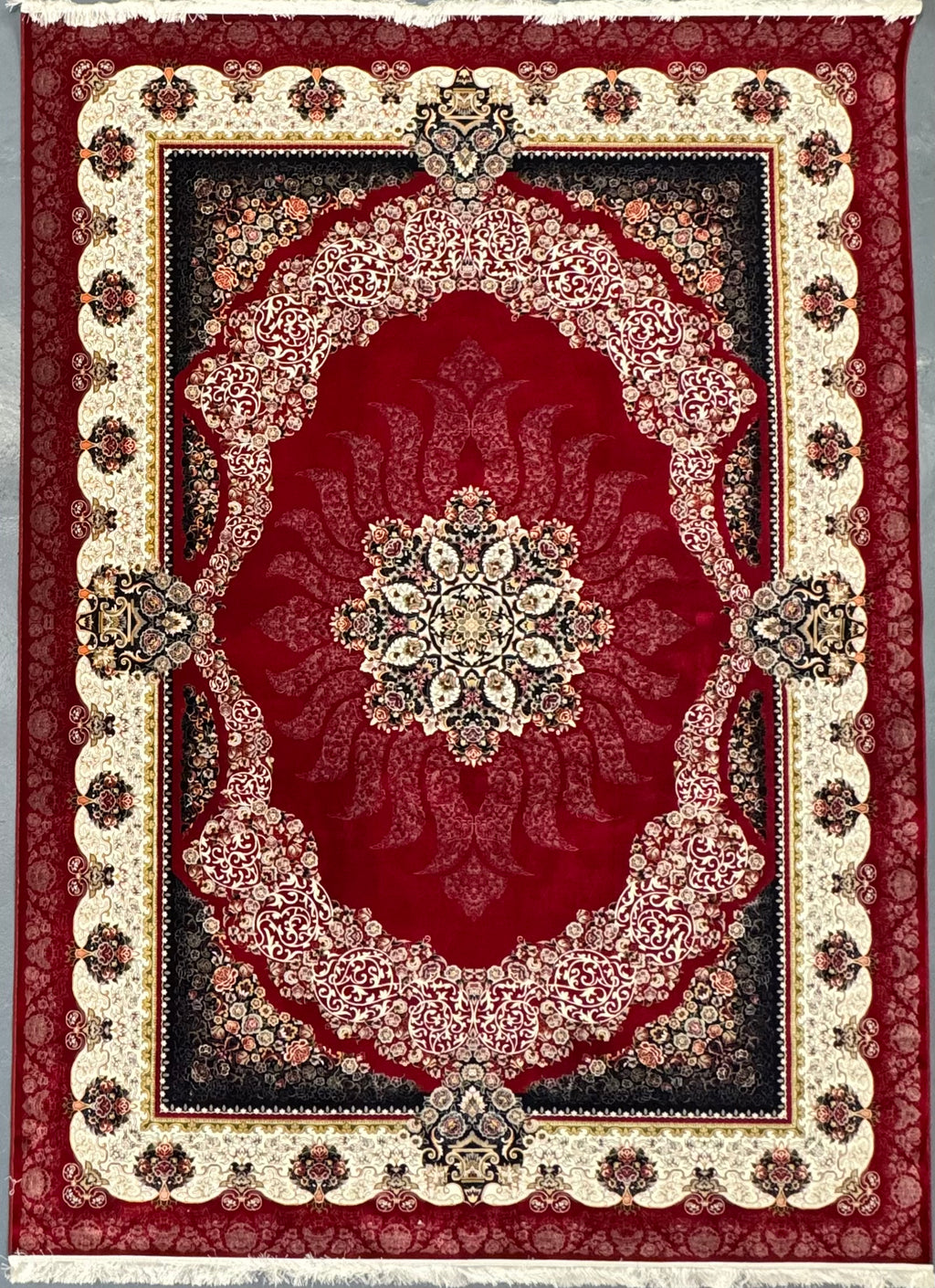 Tapis Parsa Rouge à Médaillon – 1200 Reeds, 3600 Nœuds - Plusieurs Tailles